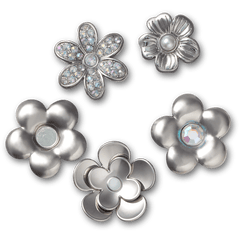 Monochrome Slvr Flwrs 5 Pack Jibbitz™ charms | Crocs near me
