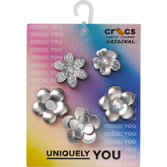 Monochrome Slvr Flwrs 5 Pack Jibbitz™ charms | Crocs near me