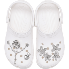 Silver Meta Floral 5 Pack Jibbitz™ charms | Crocs on sale