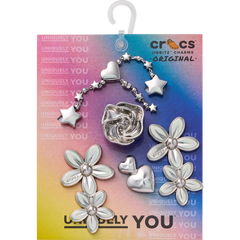 Silver Meta Floral 5 Pack Jibbitz™ charms | Crocs on sale